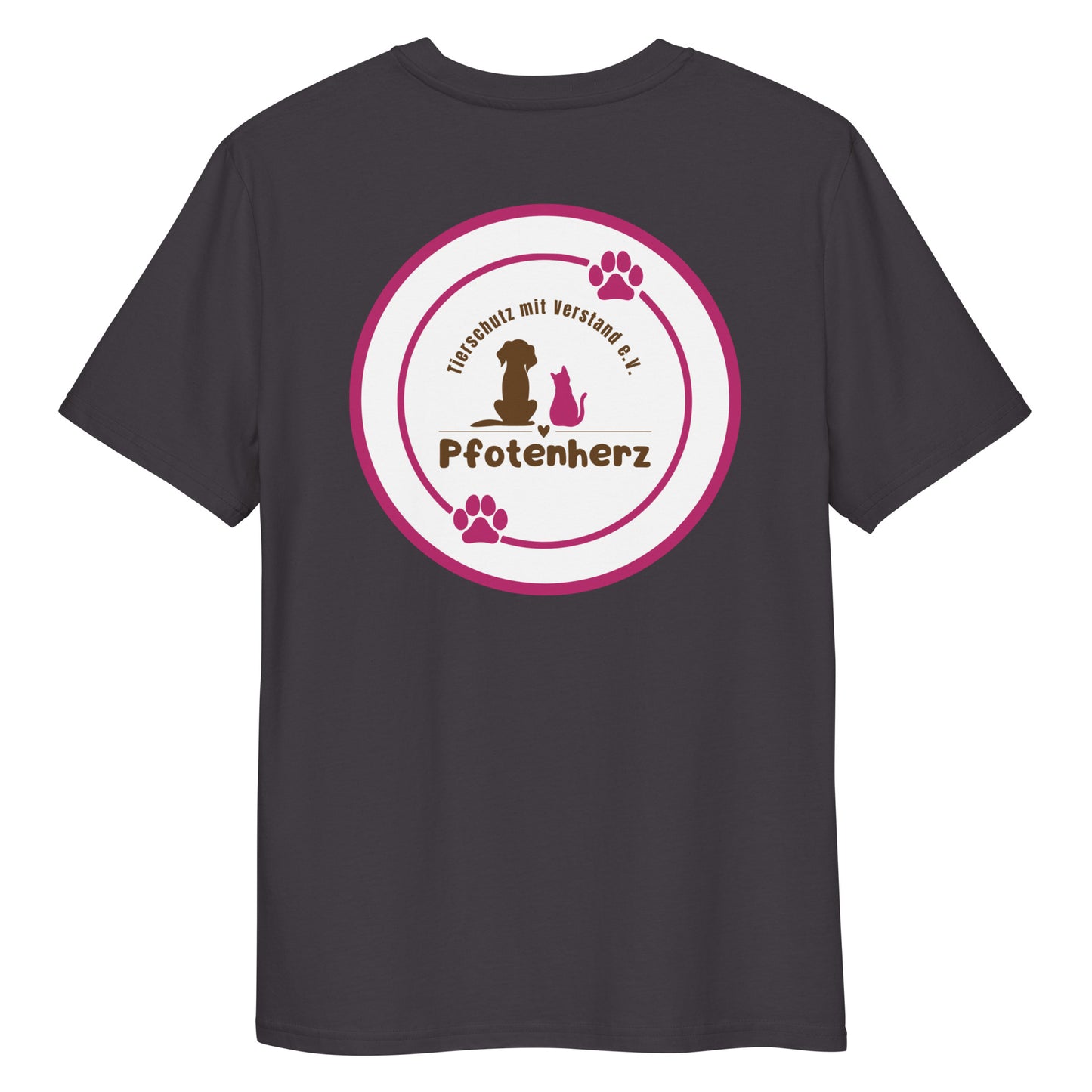 Pfotenherz Mein Herz schlägt Tierschutz Bio-Baumwoll-T-Shirt dunkel