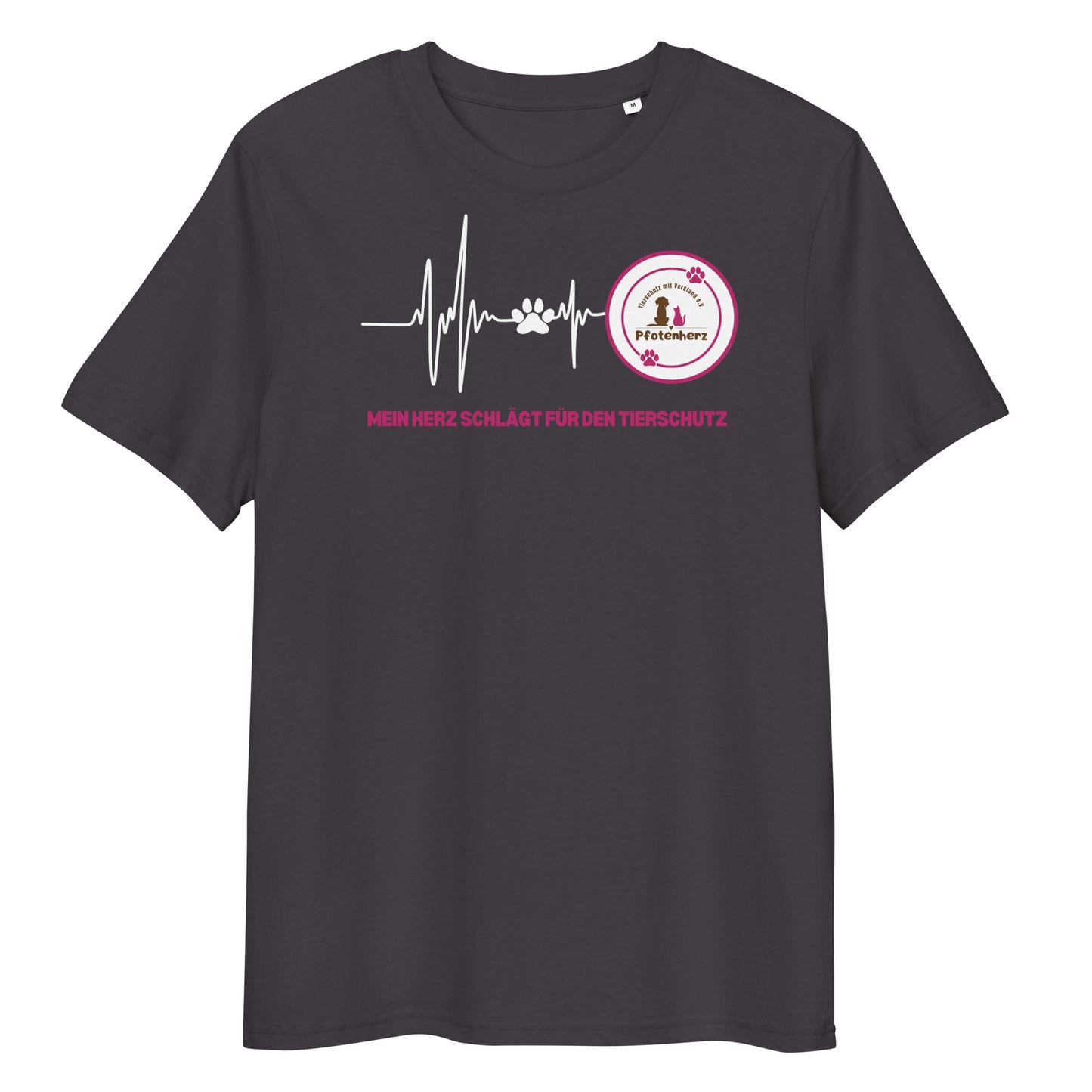 Pfotenherz Mein Herz schlägt Tierschutz Bio-Baumwoll-T-Shirt dunkel