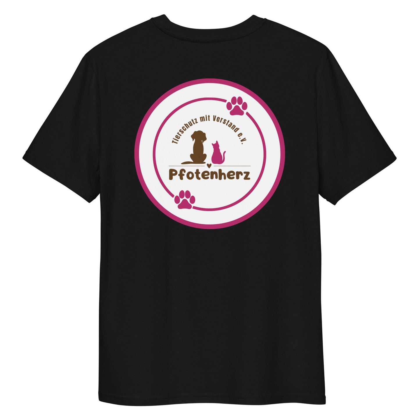 Pfotenherz Mein Herz schlägt Tierschutz Bio-Baumwoll-T-Shirt dunkel