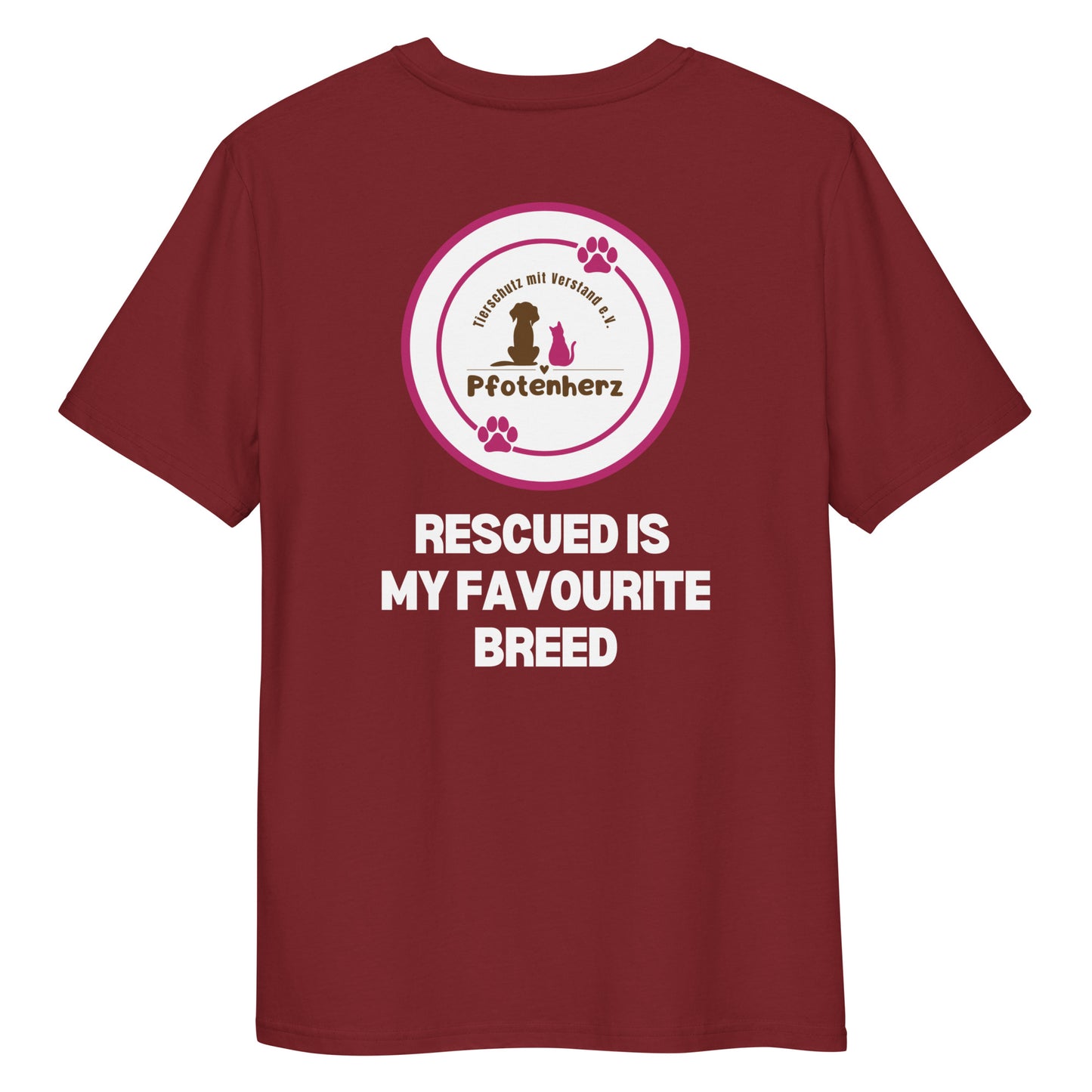 Pfotenherz Rescued is my favourite breed Bio-Baumwoll-T-Shirt dunkel