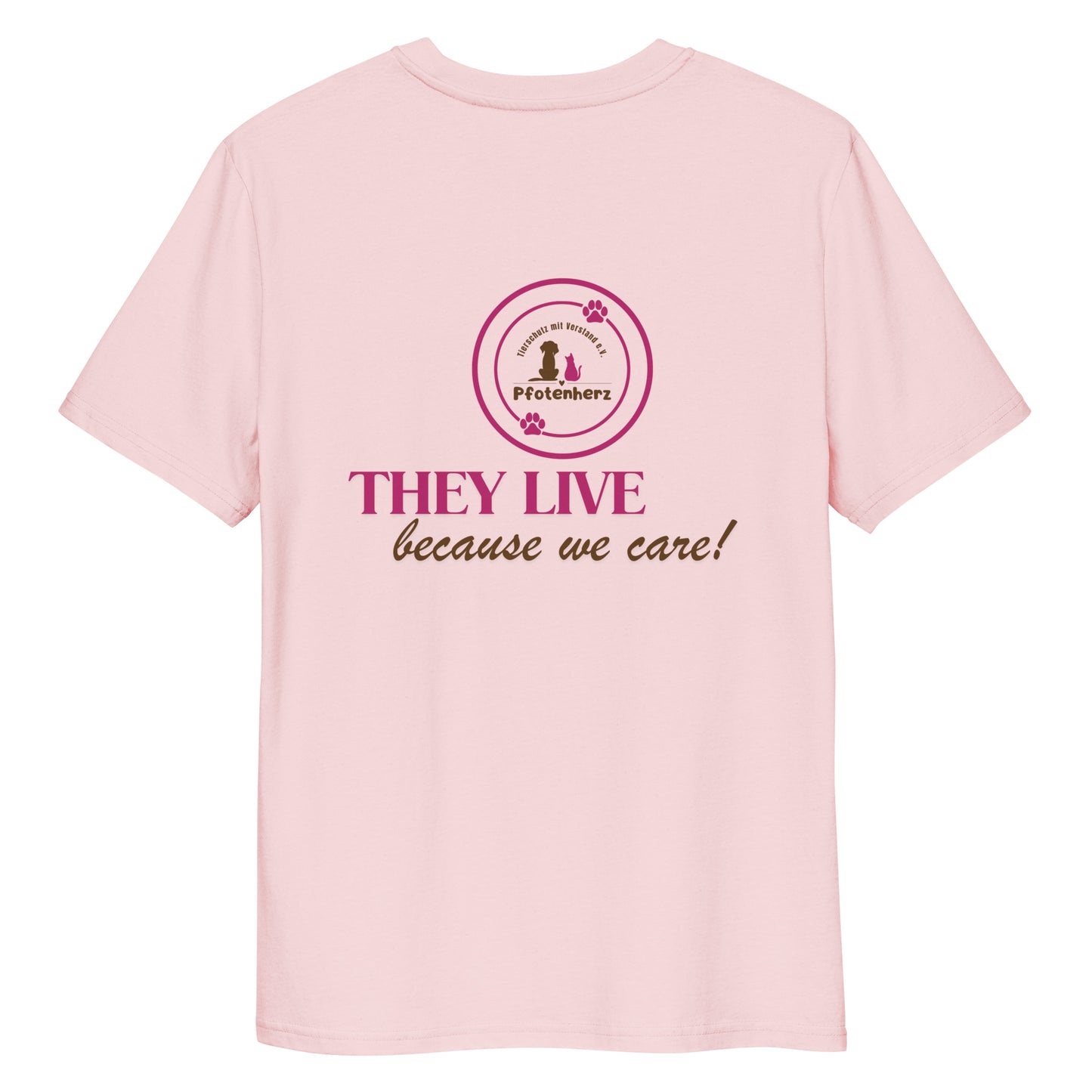They live because we care Pfotenherz Bio-Baumwoll-T-Shirt