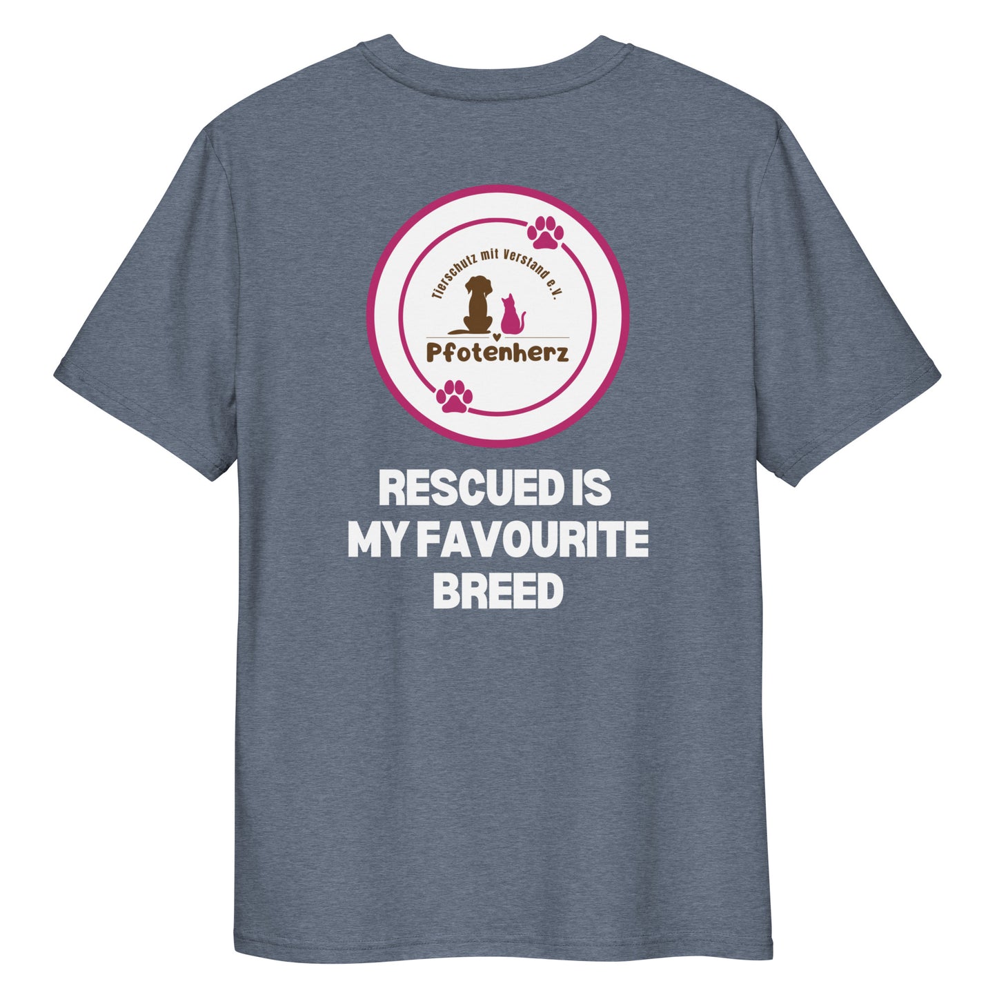 Pfotenherz Rescued is my favourite breed Bio-Baumwoll-T-Shirt dunkel