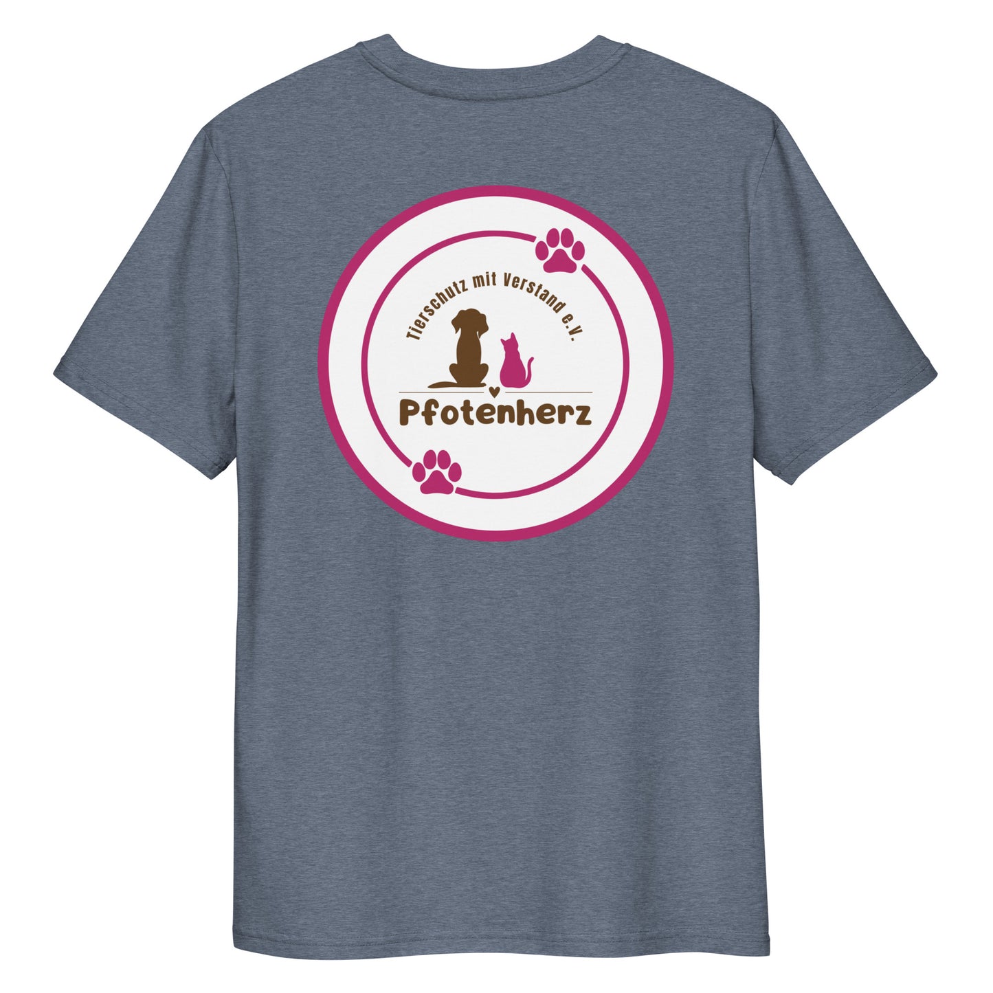 Pfotenherz Mein Herz schlägt Tierschutz Bio-Baumwoll-T-Shirt dunkel