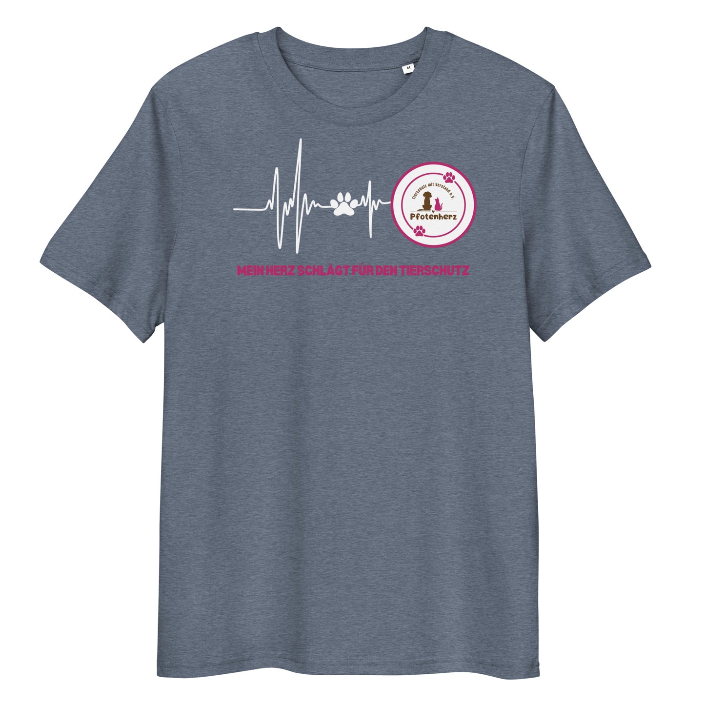 Pfotenherz Mein Herz schlägt Tierschutz Bio-Baumwoll-T-Shirt dunkel