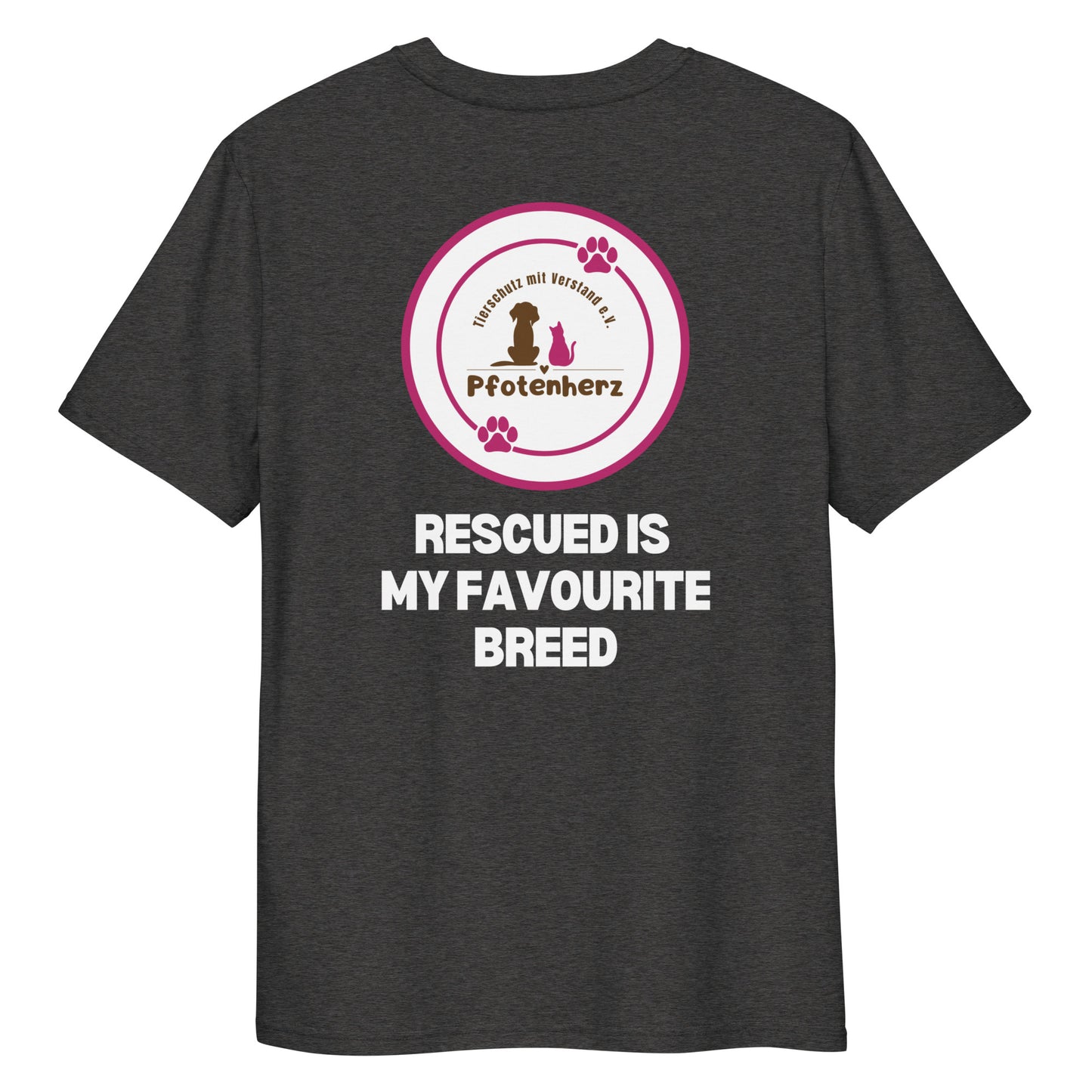 Pfotenherz Rescued is my favourite breed Bio-Baumwoll-T-Shirt dunkel