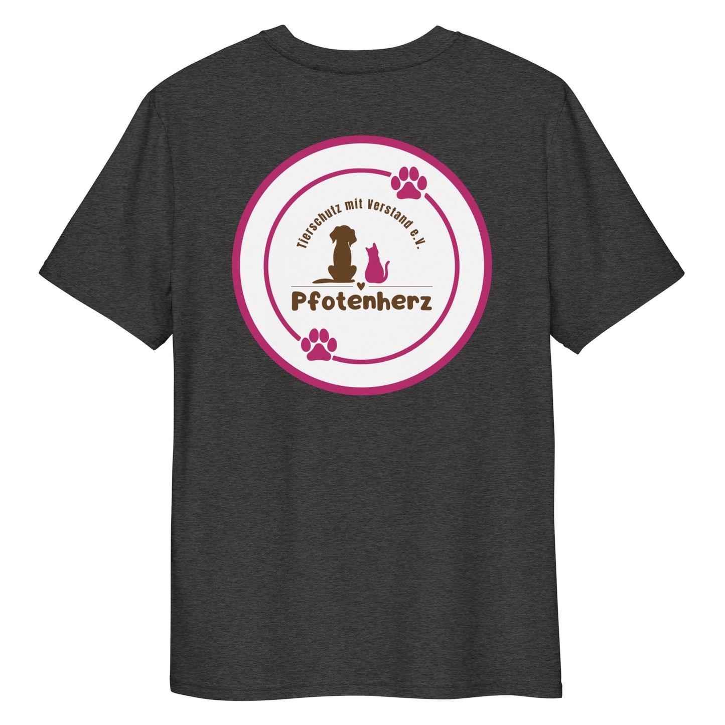 Pfotenherz Mein Herz schlägt Tierschutz Bio-Baumwoll-T-Shirt dunkel