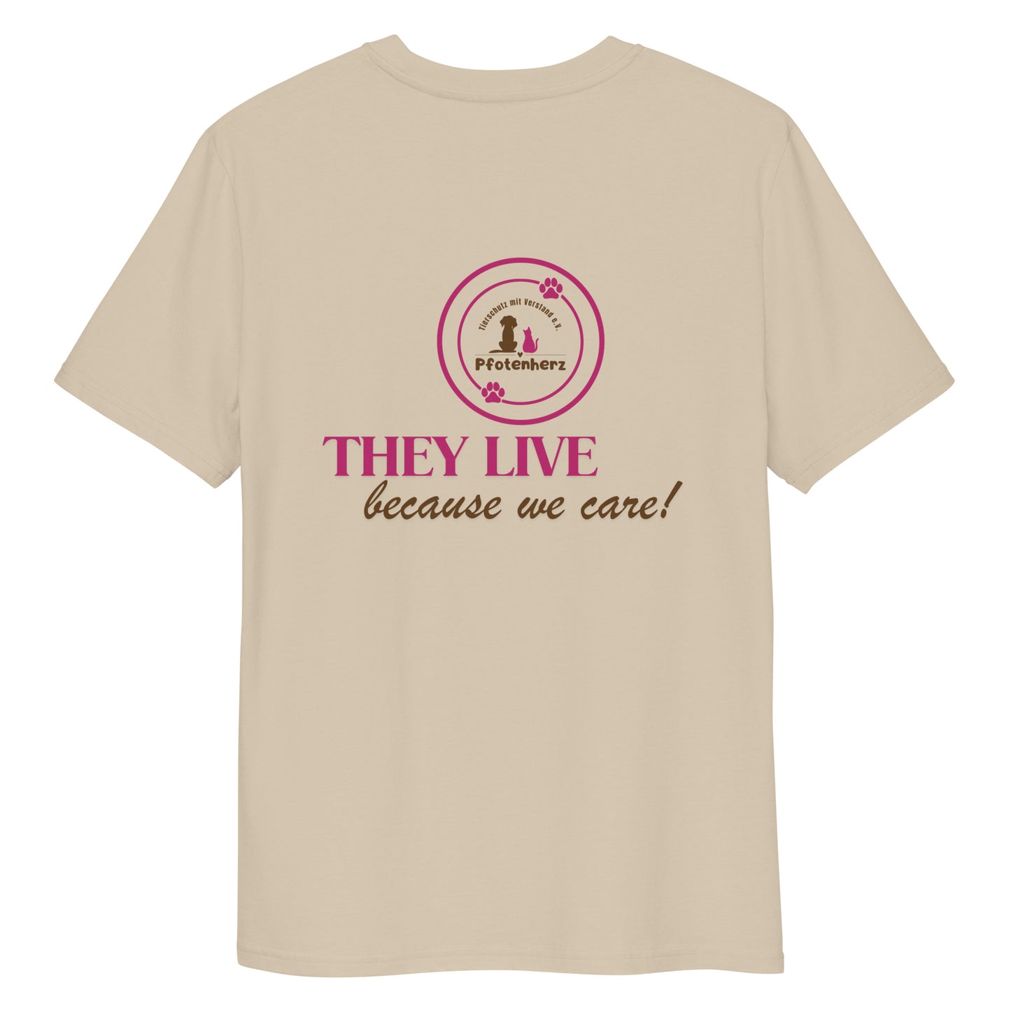 They live because we care Pfotenherz Bio-Baumwoll-T-Shirt