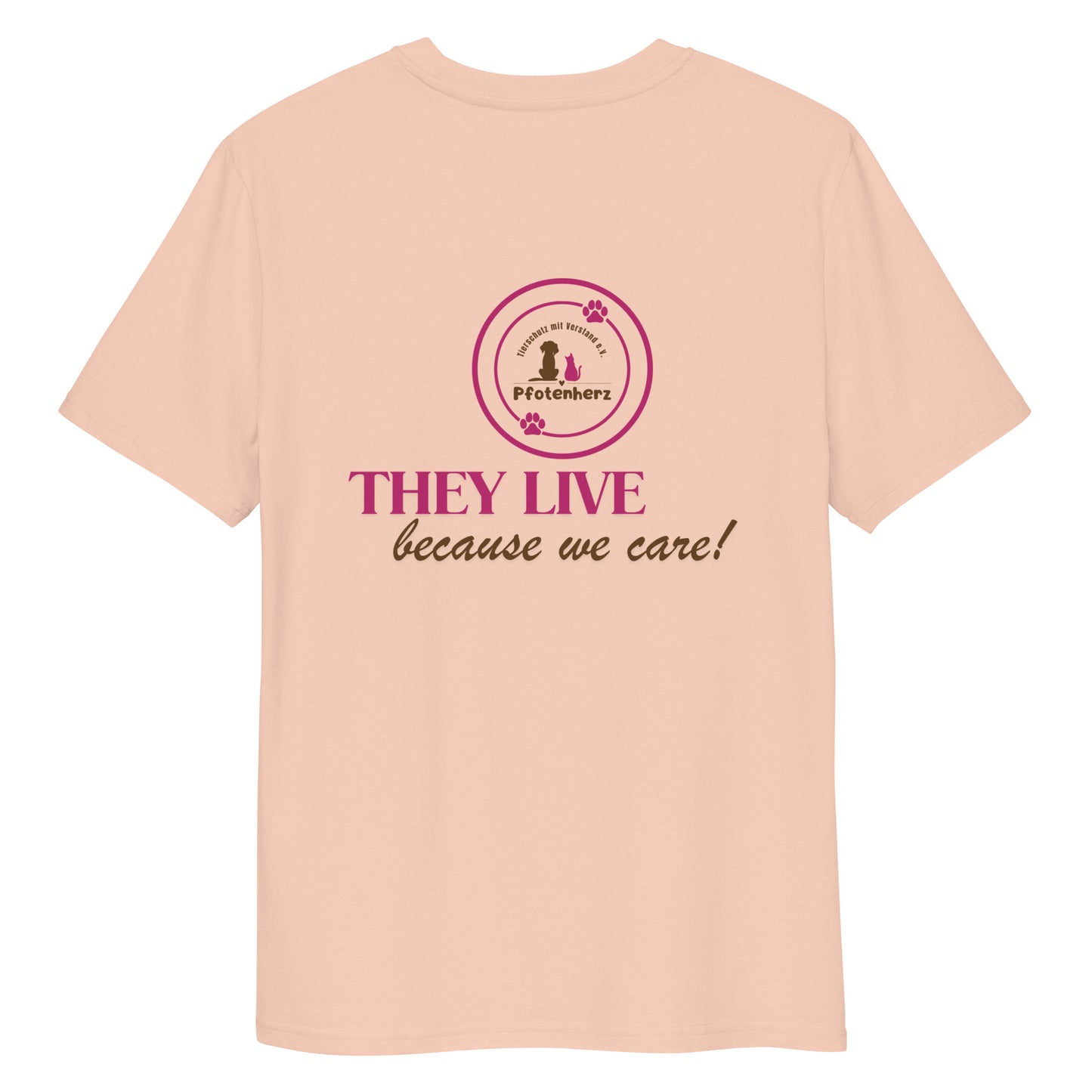 They live because we care Pfotenherz Bio-Baumwoll-T-Shirt