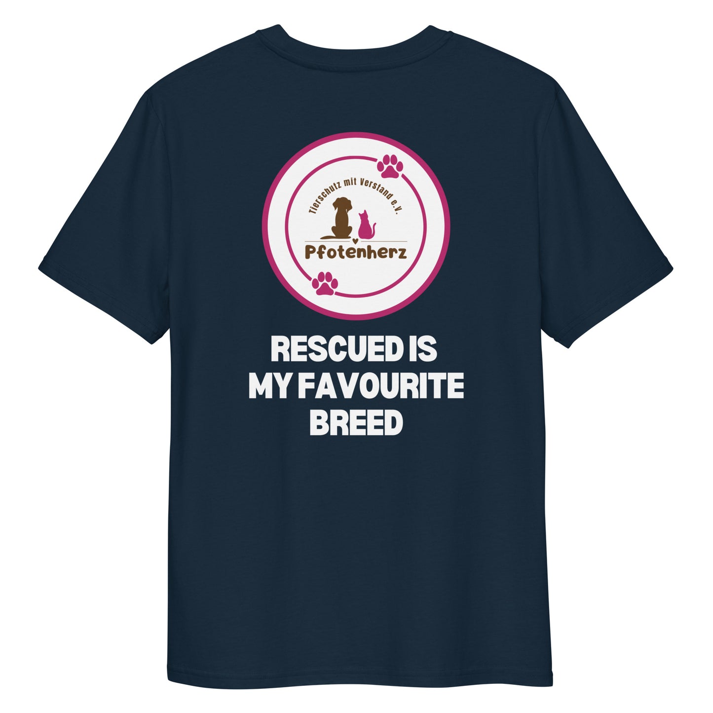 Pfotenherz Rescued is my favourite breed Bio-Baumwoll-T-Shirt dunkel