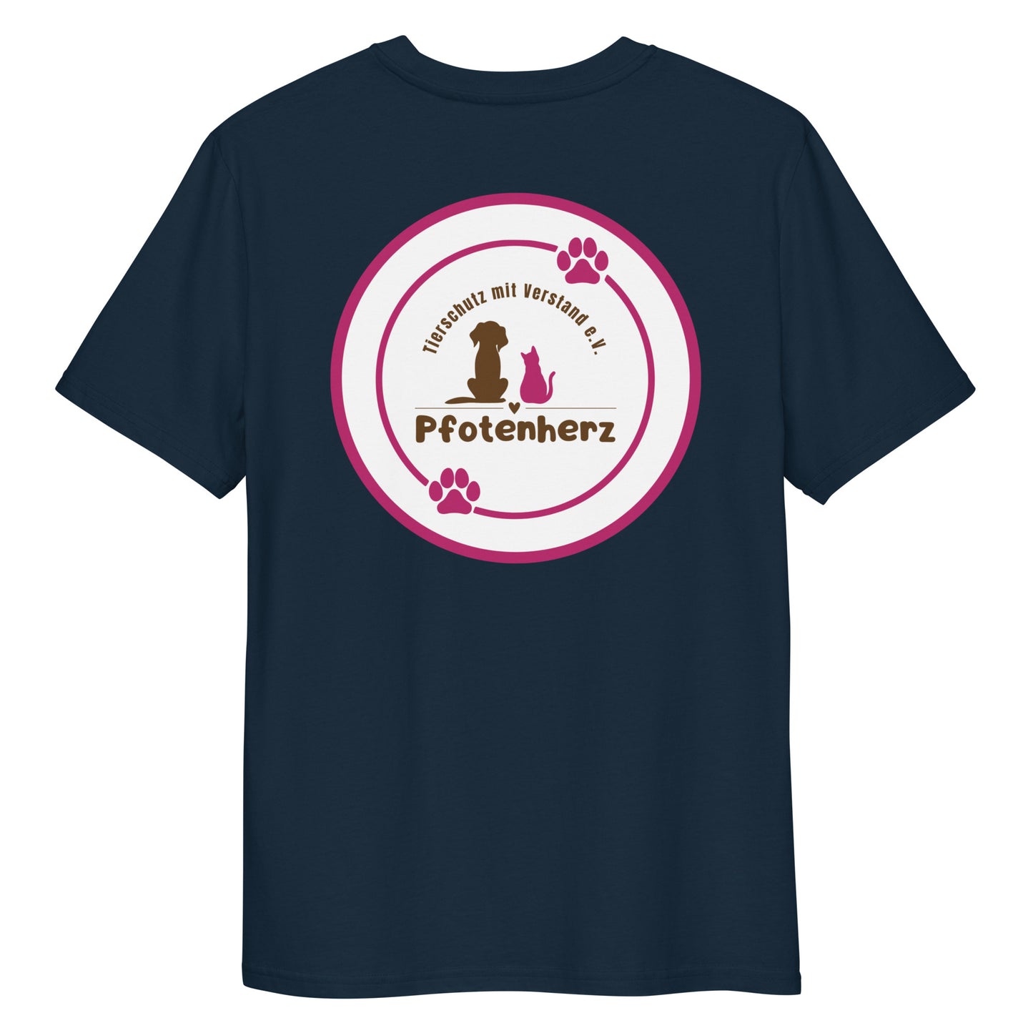 Pfotenherz Mein Herz schlägt Tierschutz Bio-Baumwoll-T-Shirt dunkel