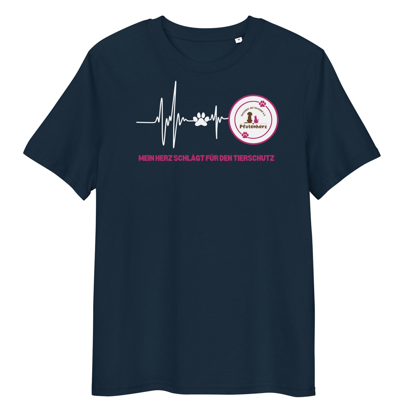 Pfotenherz Mein Herz schlägt Tierschutz Bio-Baumwoll-T-Shirt dunkel