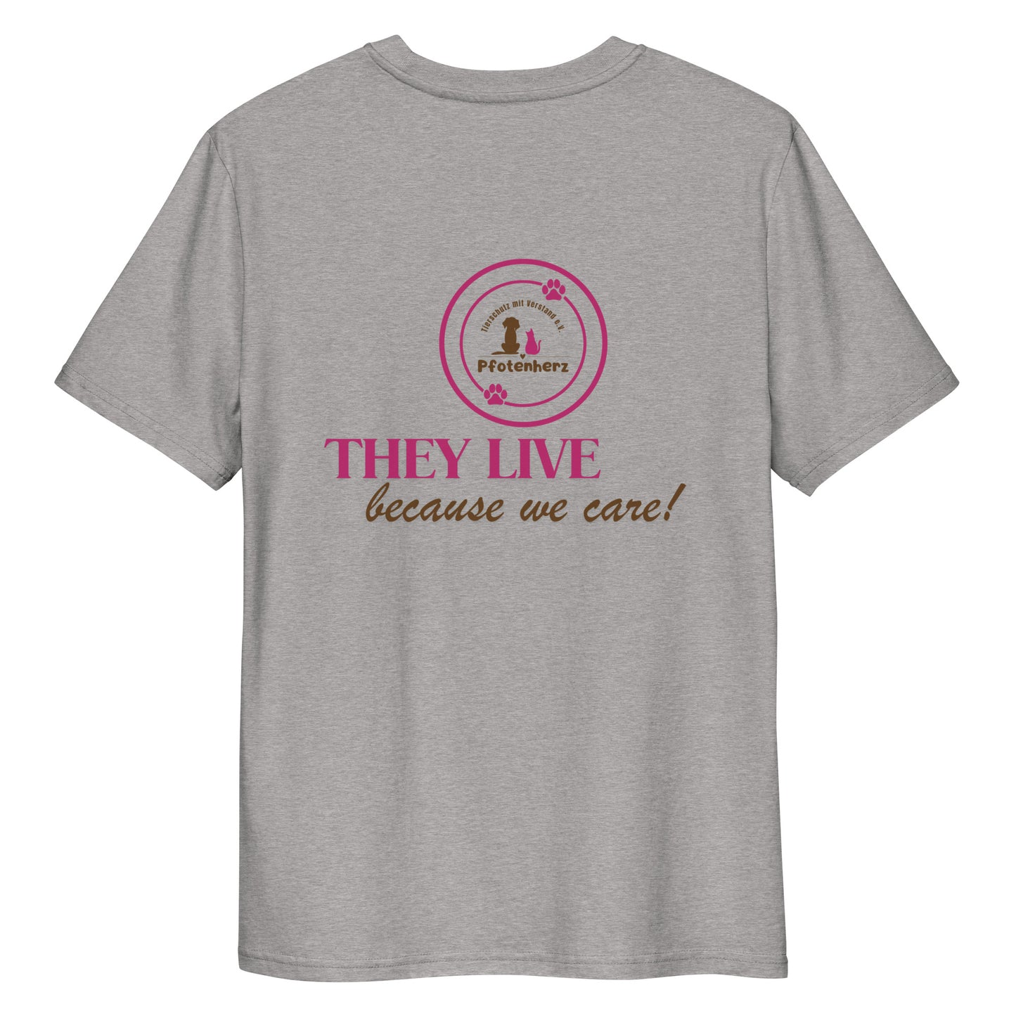 They live because we care Pfotenherz Bio-Baumwoll-T-Shirt