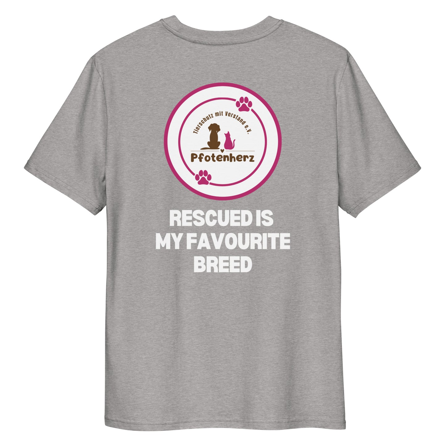 Pfotenherz Rescued is my favourite breed Bio-Baumwoll-T-Shirt dunkel