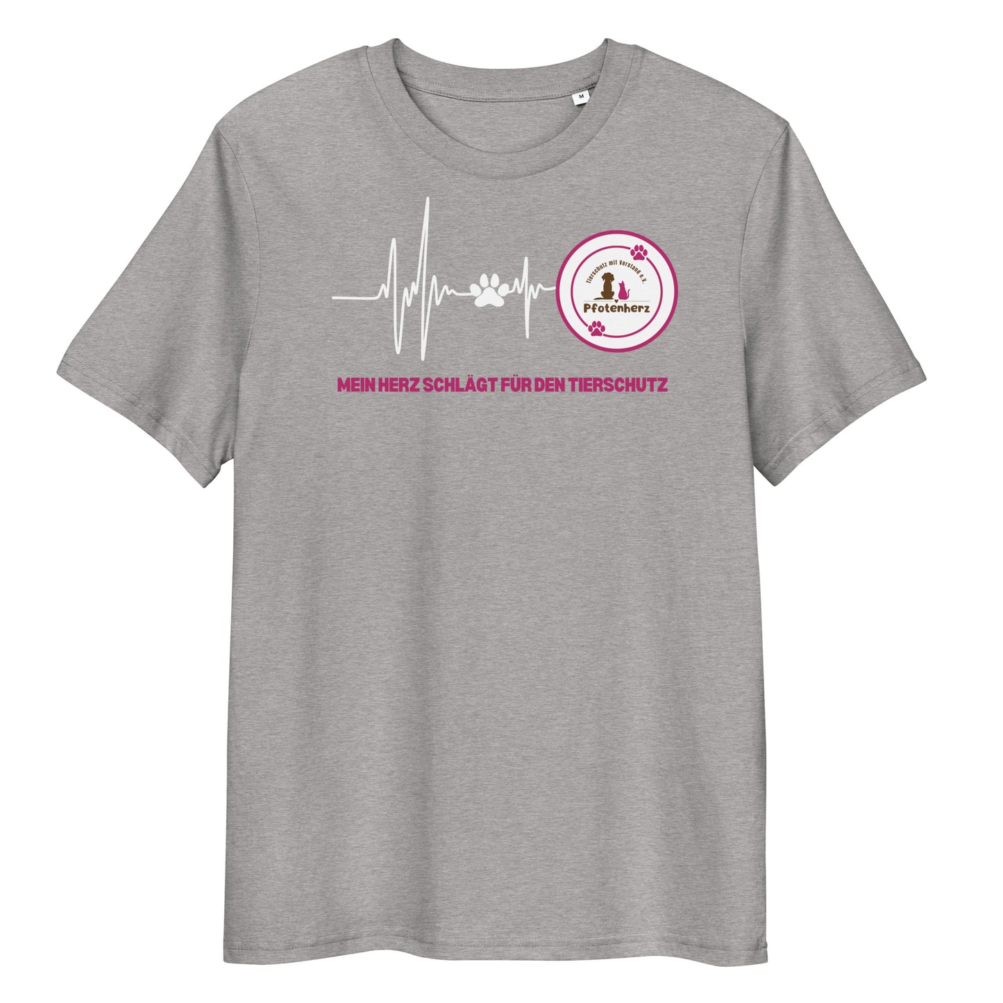 Pfotenherz Mein Herz schlägt Tierschutz Bio-Baumwoll-T-Shirt dunkel