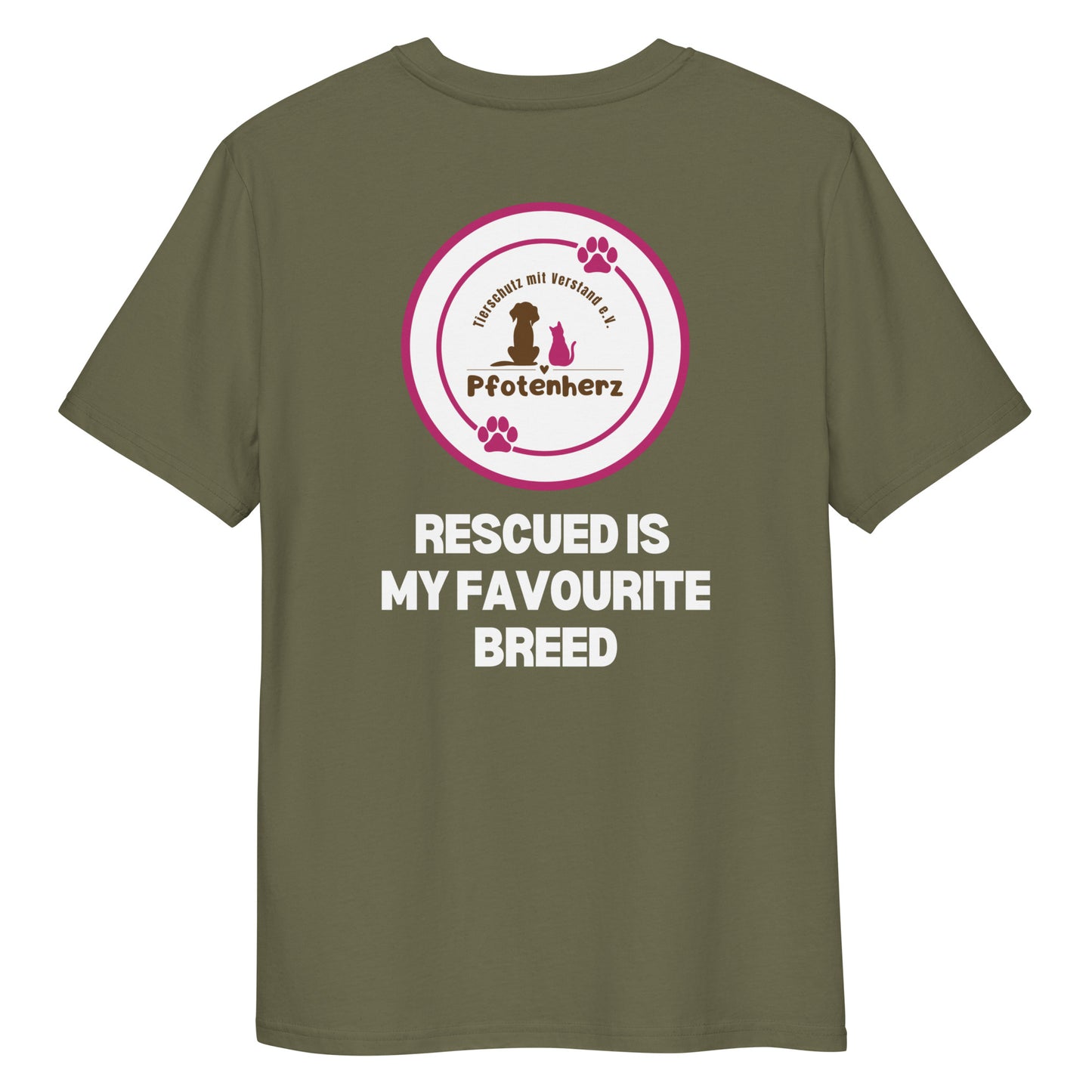 Pfotenherz Rescued is my favourite breed Bio-Baumwoll-T-Shirt dunkel
