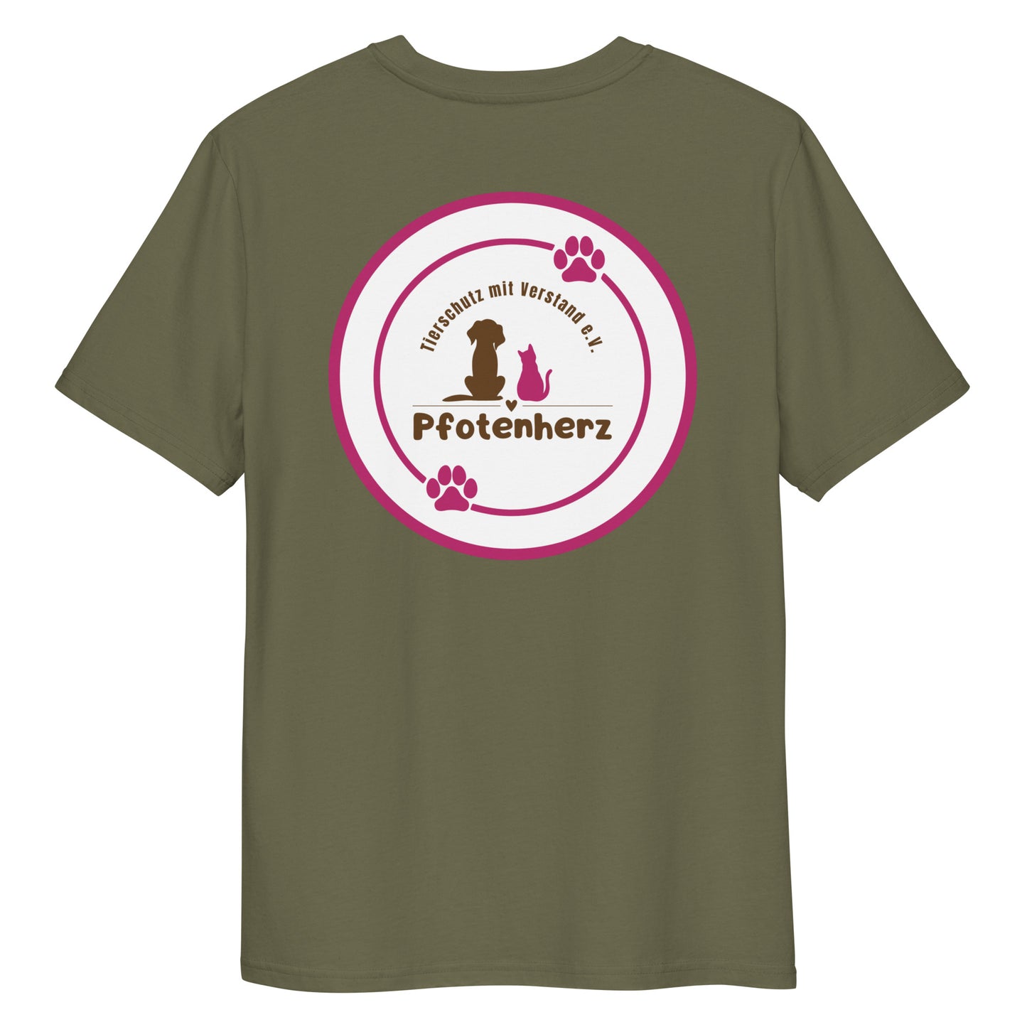 Pfotenherz Mein Herz schlägt Tierschutz Bio-Baumwoll-T-Shirt dunkel