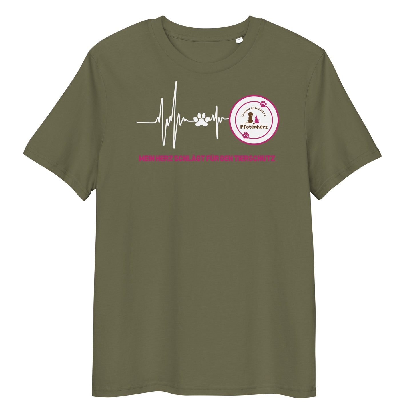 Pfotenherz Mein Herz schlägt Tierschutz Bio-Baumwoll-T-Shirt dunkel