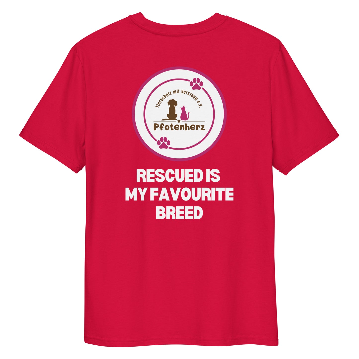 Pfotenherz Rescued is my favourite breed Bio-Baumwoll-T-Shirt dunkel