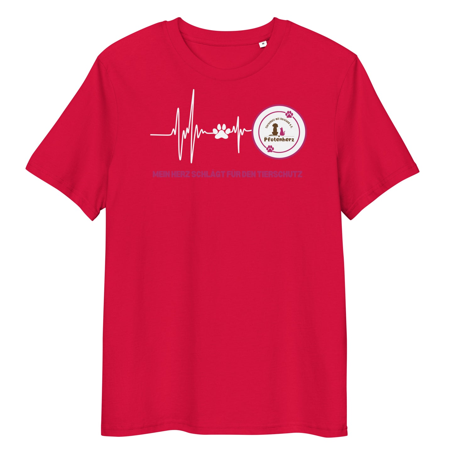 Pfotenherz Mein Herz schlägt Tierschutz Bio-Baumwoll-T-Shirt dunkel