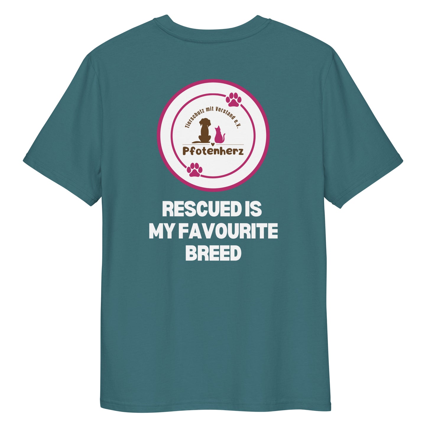 Pfotenherz Rescued is my favourite breed Bio-Baumwoll-T-Shirt dunkel