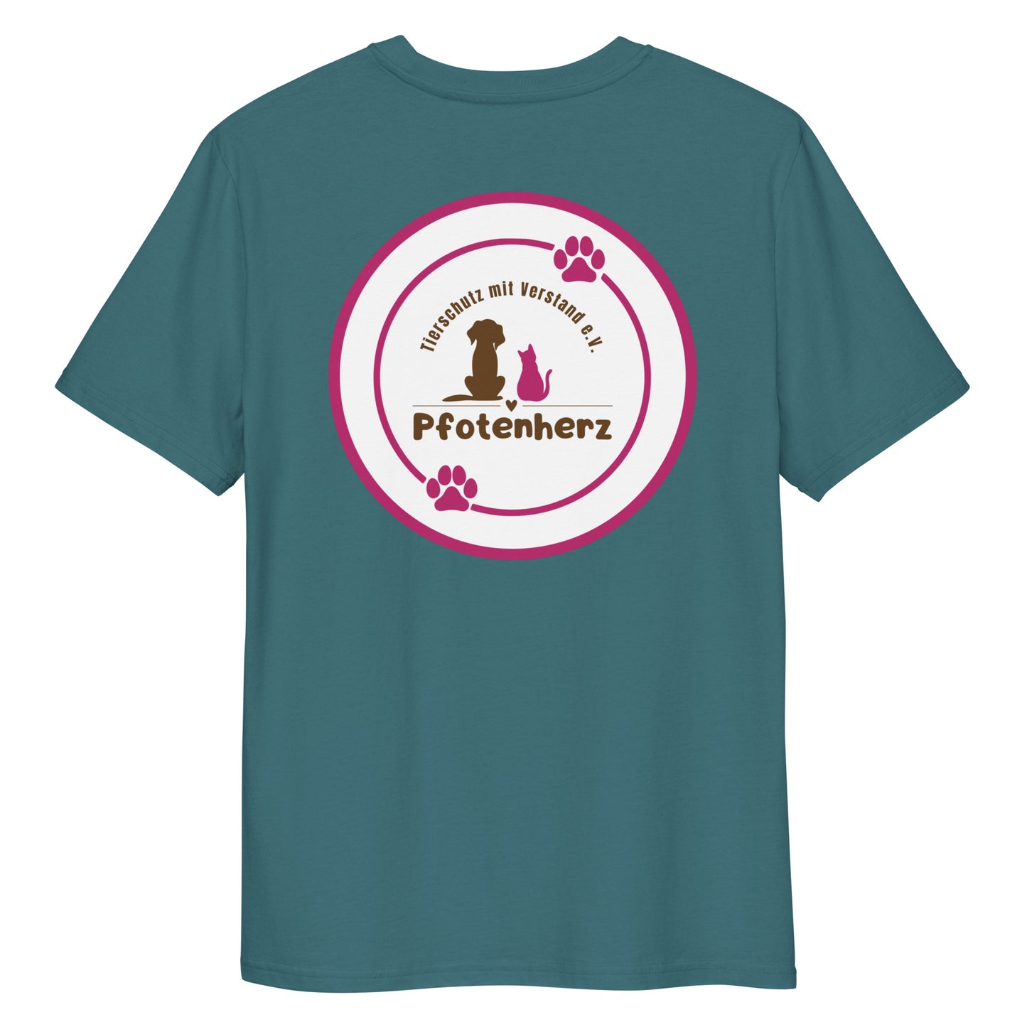 Pfotenherz Mein Herz schlägt Tierschutz Bio-Baumwoll-T-Shirt dunkel