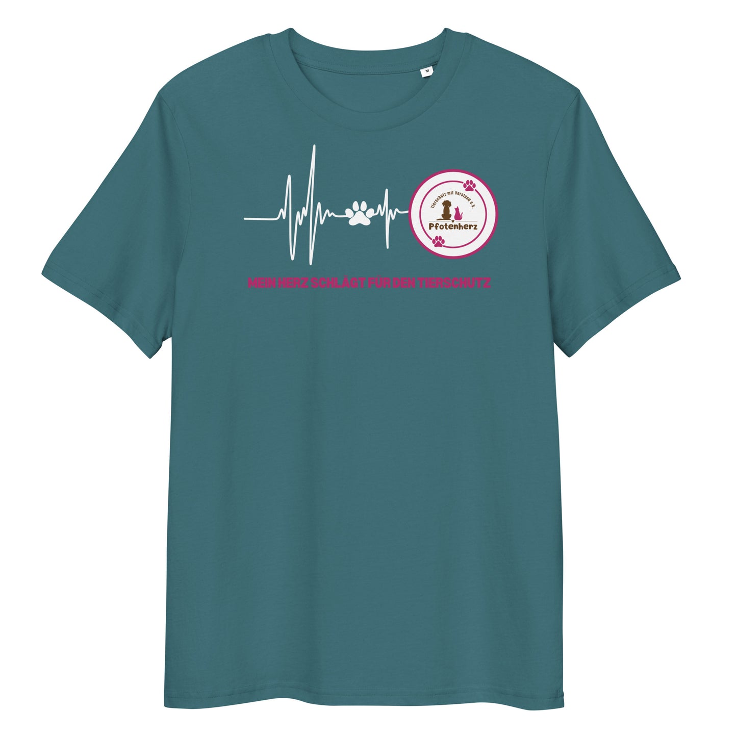 Pfotenherz Mein Herz schlägt Tierschutz Bio-Baumwoll-T-Shirt dunkel