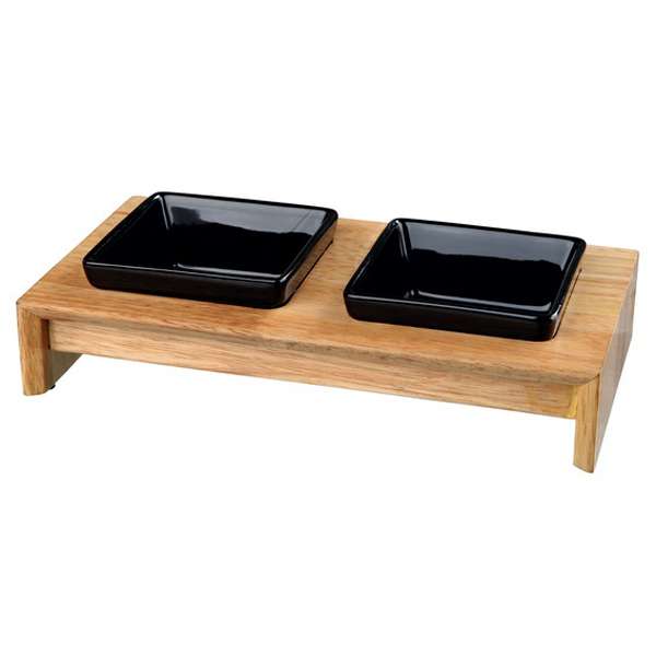 Napf-Set Keramik/Holz 2 x 0,4 l