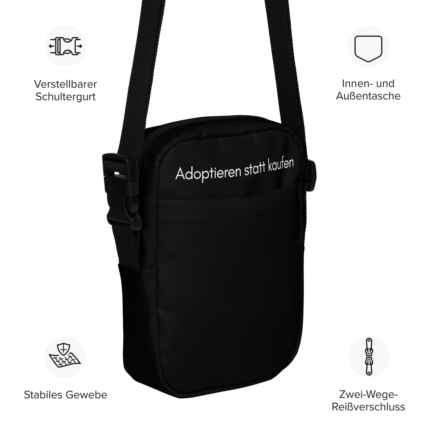 Adoptieren statt kaufen. Umhängetasche