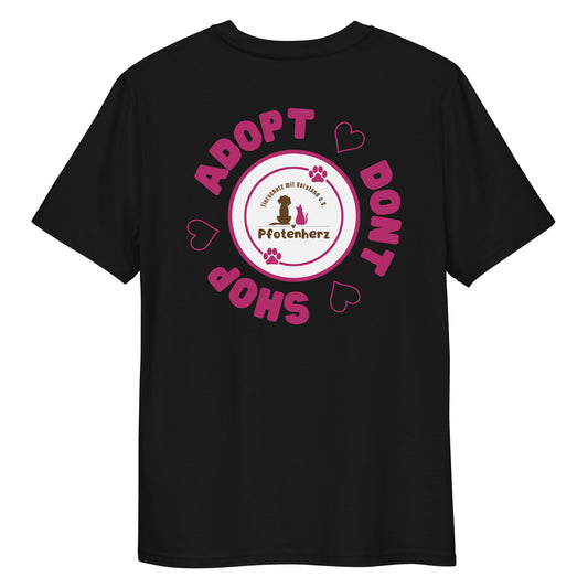 ADOPT DONT SHOP Pfotenherz Bio-Baumwoll-T-Shirt dunkel