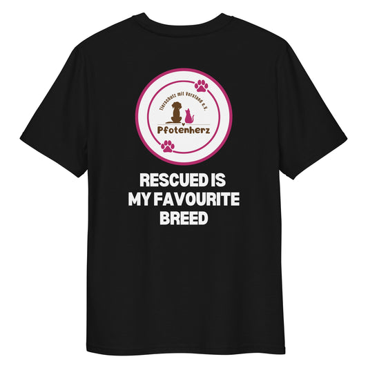 Pfotenherz Rescued is my favourite breed Bio-Baumwoll-T-Shirt dunkel