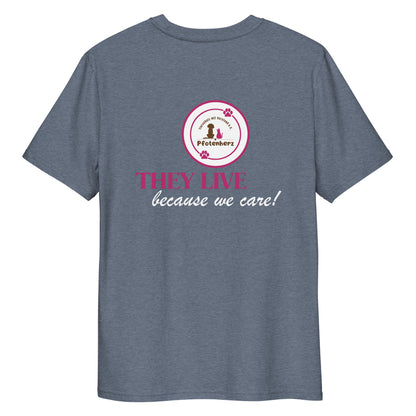 They live because we care Pfotenherz Bio-Baumwoll-T-Shirt dunkel