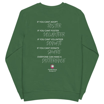 Everyone can make a difference Hunderettung Europa e.V. Unisex Bio-Pullover