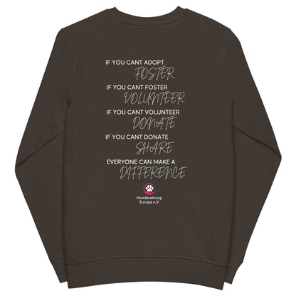 Everyone can make a difference Hunderettung Europa e.V. Unisex Bio-Pullover
